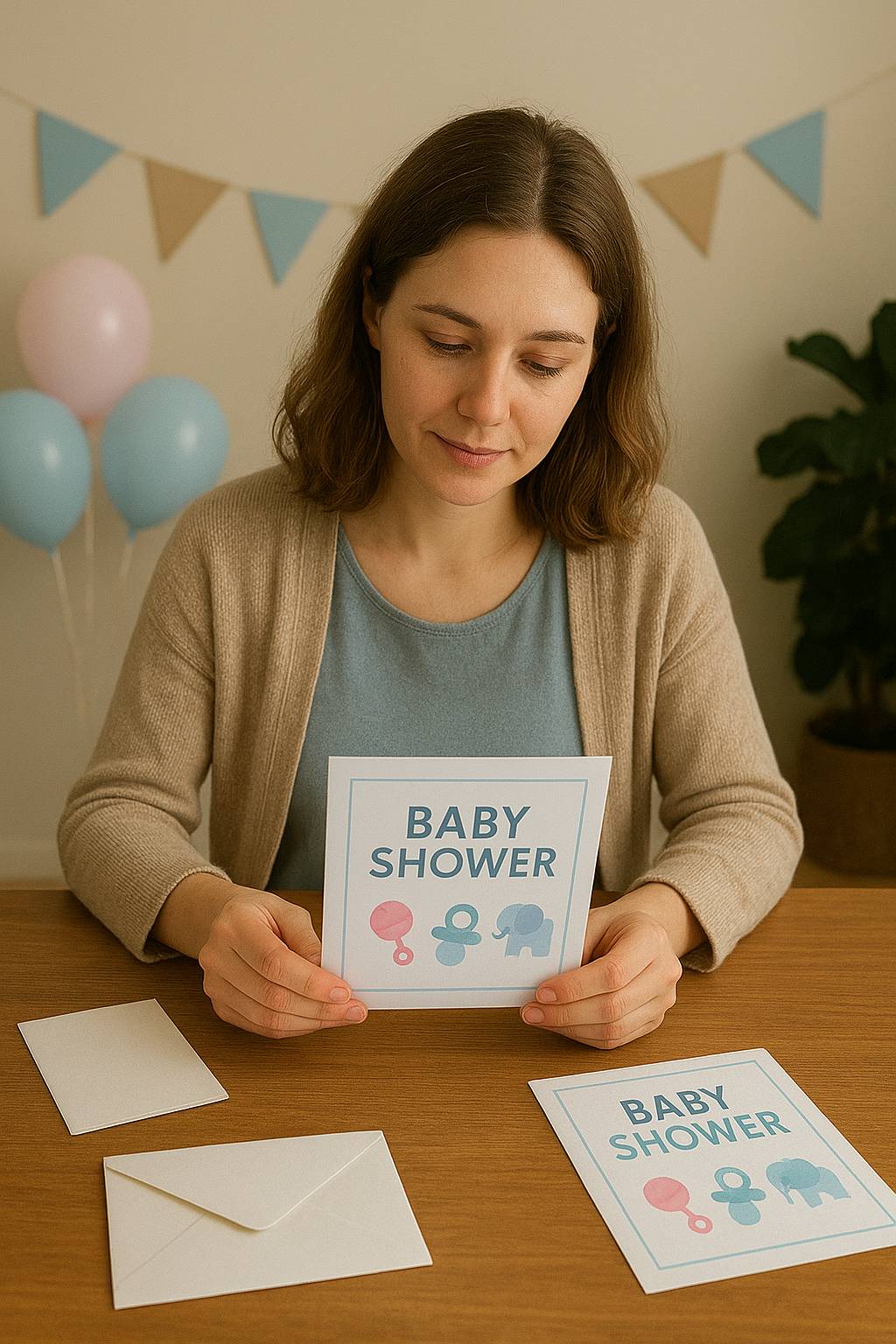 Baby shower planning step about sending invitations with details such as date time location RSVP registry links dress code and parking information